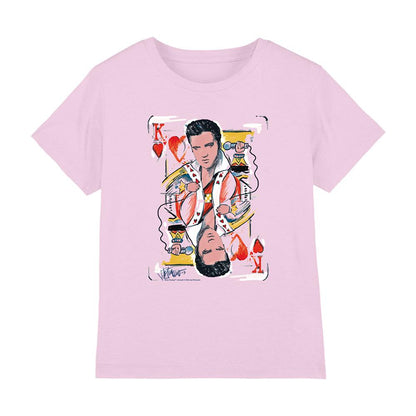 Pink - Front - Elvis Presley Childrens-Kids King Of Hearts T-Shirt