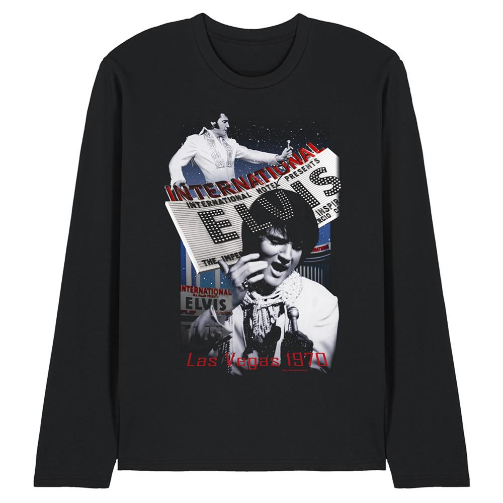 Black - Front - Elvis Presley Unisex Adult International Hotel Long-Sleeved T-Shirt