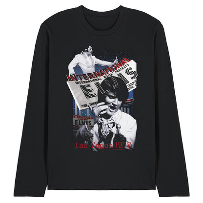 Black - Front - Elvis Presley Unisex Adult International Hotel Long-Sleeved T-Shirt
