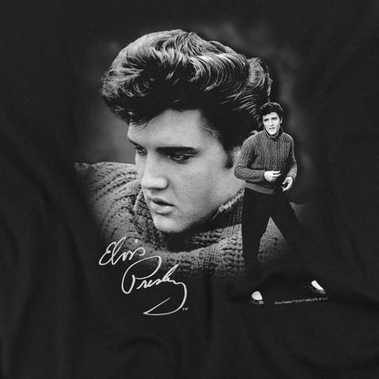 Black - Side - Elvis Presley Unisex Adult Sweater T-Shirt