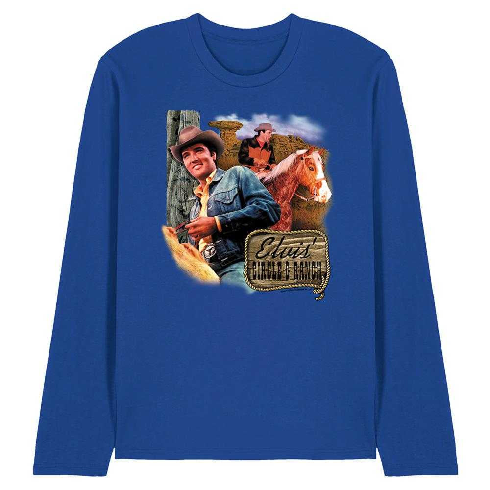 Royal Blue - Front - Elvis Presley Unisex Adult Ranch Long-Sleeved T-Shirt