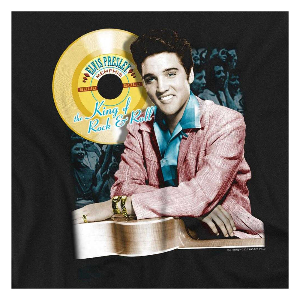 Black - Side - Elvis Presley Unisex Adult Gold Record Long-Sleeved T-Shirt