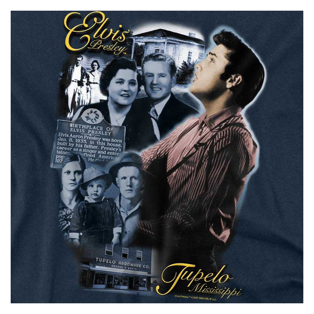 Navy - Side - Elvis Presley Unisex Adult Tupelo T-Shirt