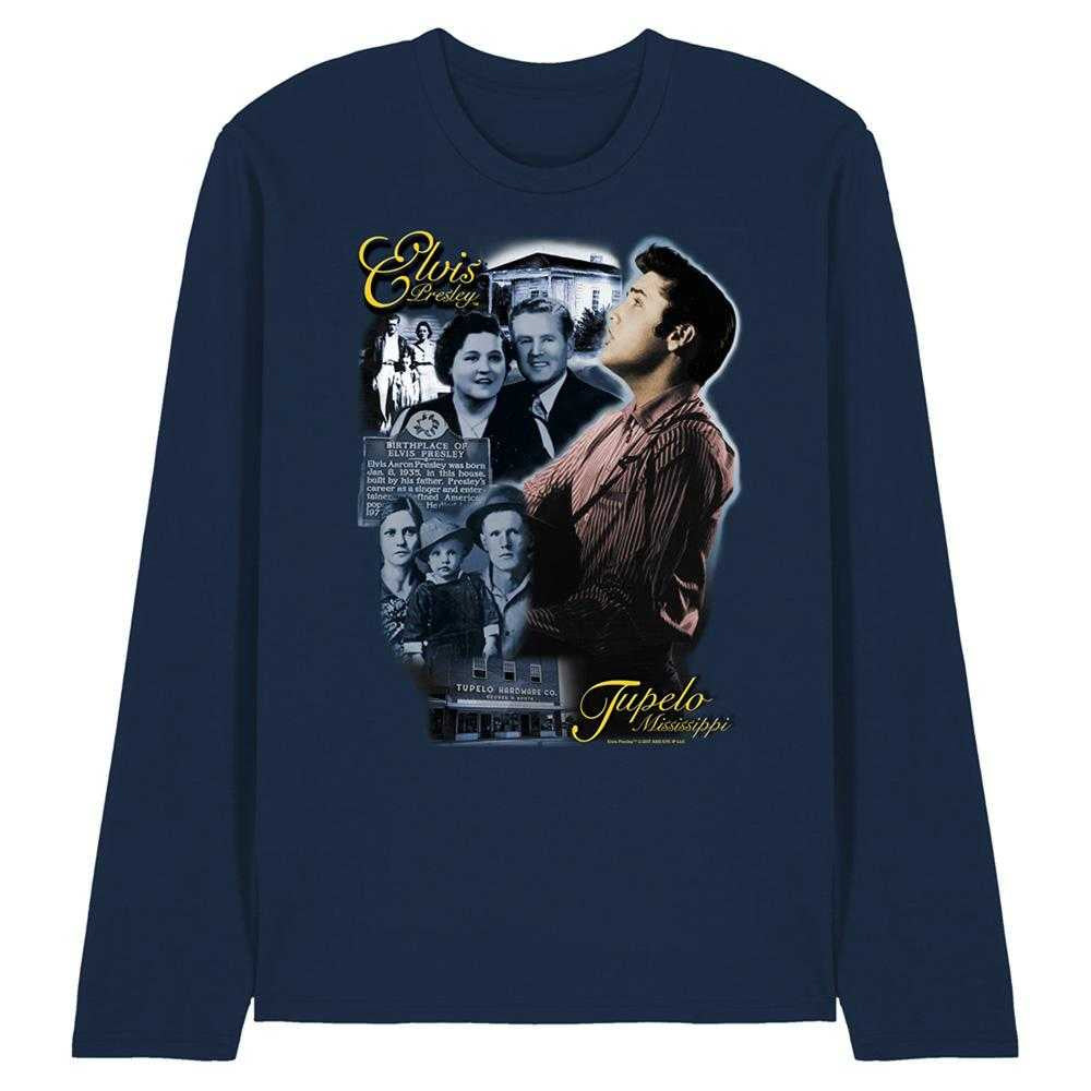 Navy - Front - Elvis Presley Unisex Adult Tupelo T-Shirt