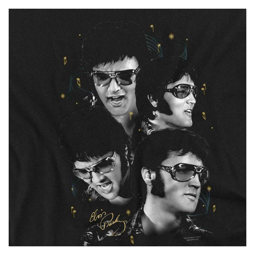 Black - Side - Elvis Presley Unisex Adult Faces Long-Sleeved T-Shirt