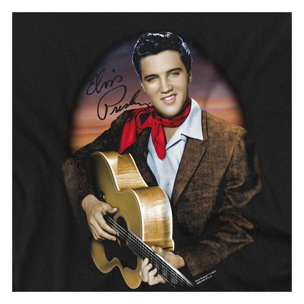 Black - Side - Elvis Presley Unisex Adult Red Scarf 2 Long-Sleeved T-Shirt