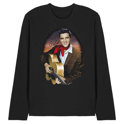 Black - Front - Elvis Presley Unisex Adult Red Scarf 2 Long-Sleeved T-Shirt