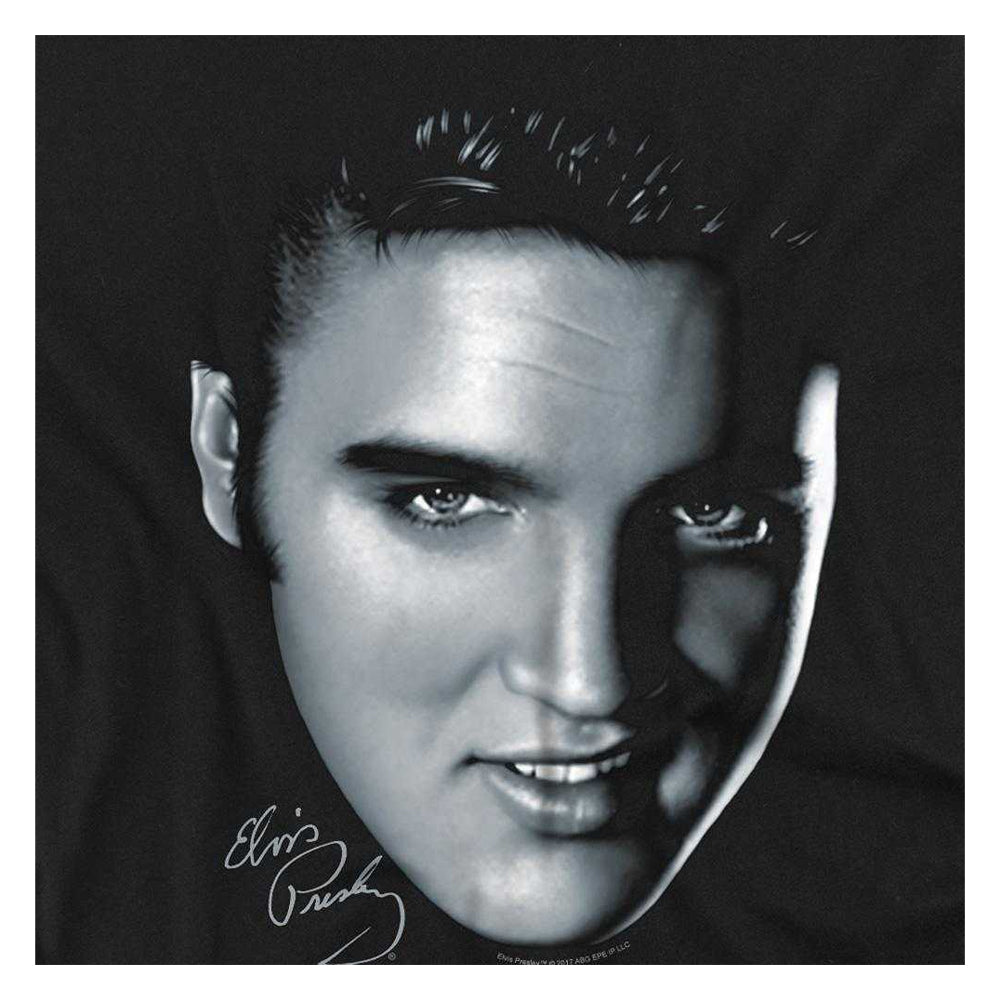 Black - Side - Elvis Presley Unisex Adult Big Face Long-Sleeved T-Shirt