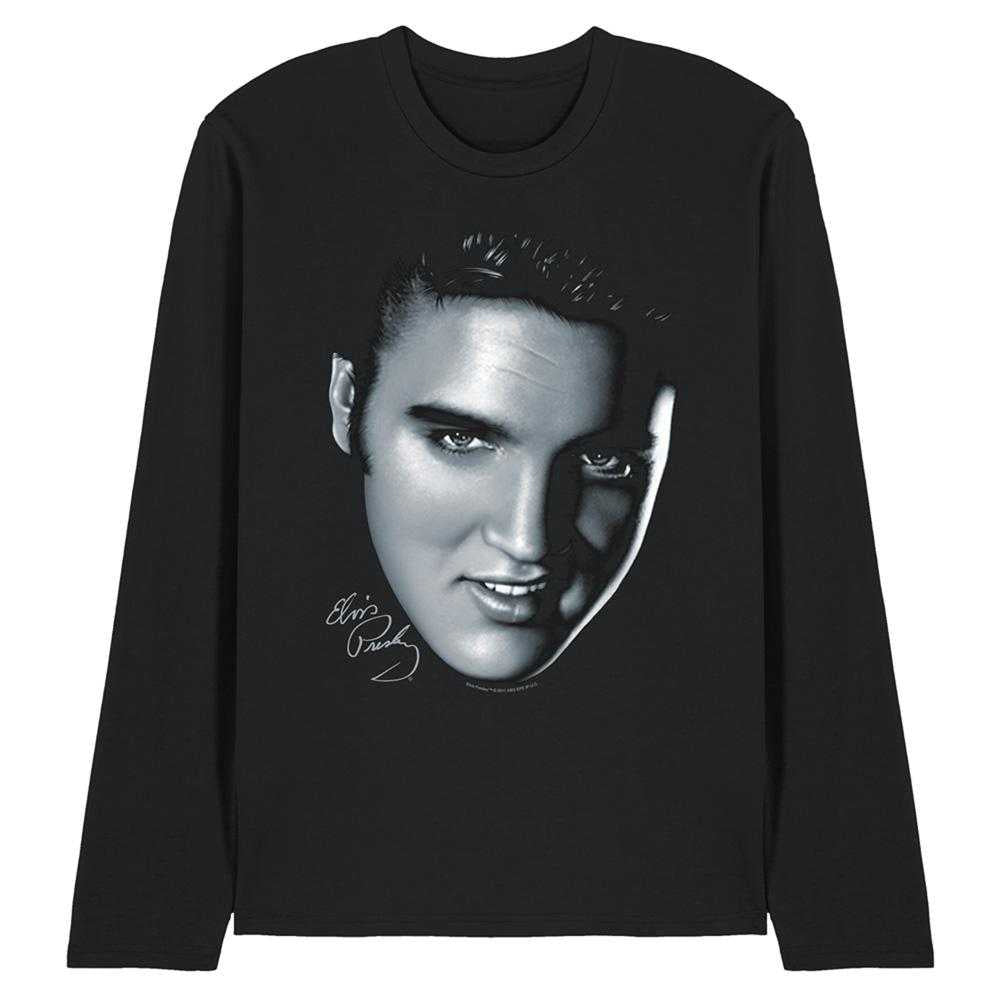 Black - Front - Elvis Presley Unisex Adult Big Face Long-Sleeved T-Shirt