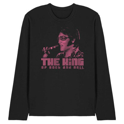 Black - Front - Elvis Presley Unisex Adult The King Long-Sleeved T-Shirt