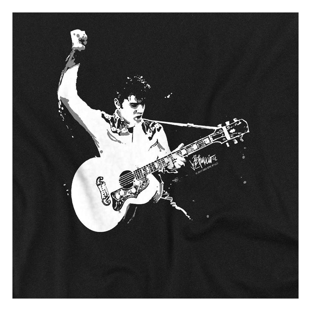 Black - Side - Elvis Presley Unisex Adult Guitarman Long-Sleeved T-Shirt