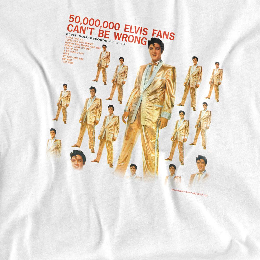 White - Side - Elvis Presley Unisex Adult 50 Million Fans Long-Sleeved T-Shirt