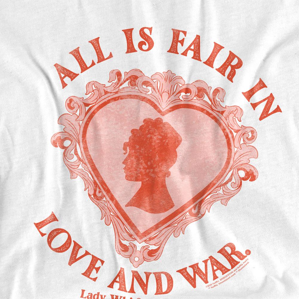 White - Back - Bridgerton Unisex Adult Love And War Lady Whistledown T-Shirt
