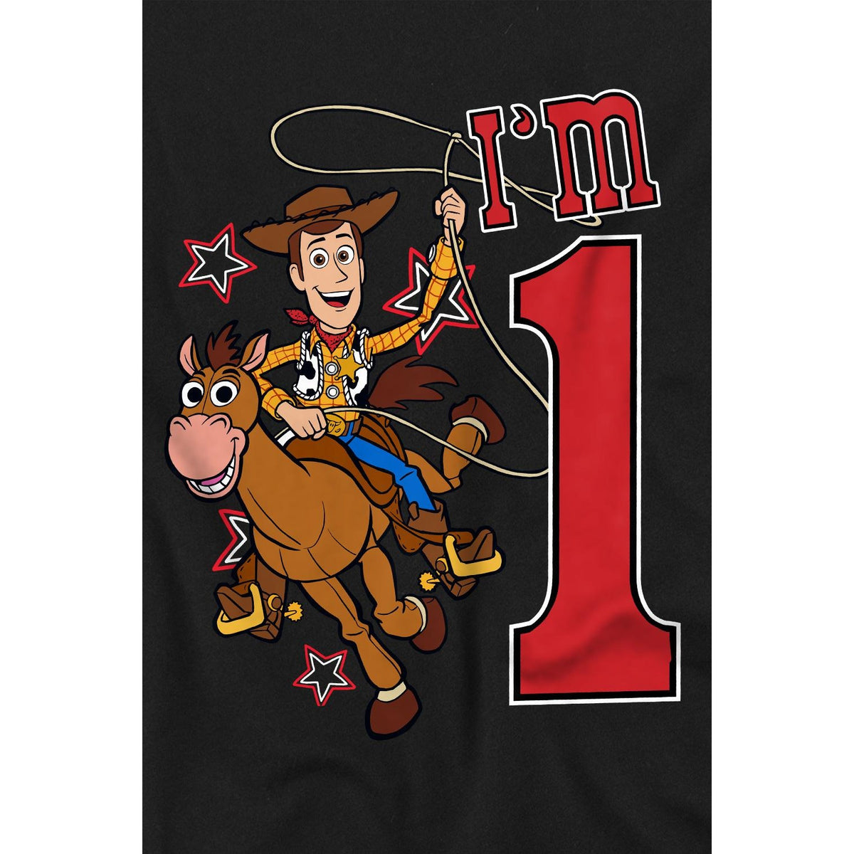 Black - Side - Toy Story Childrens-Kids I´m 1 Woody Birthday T-Shirt