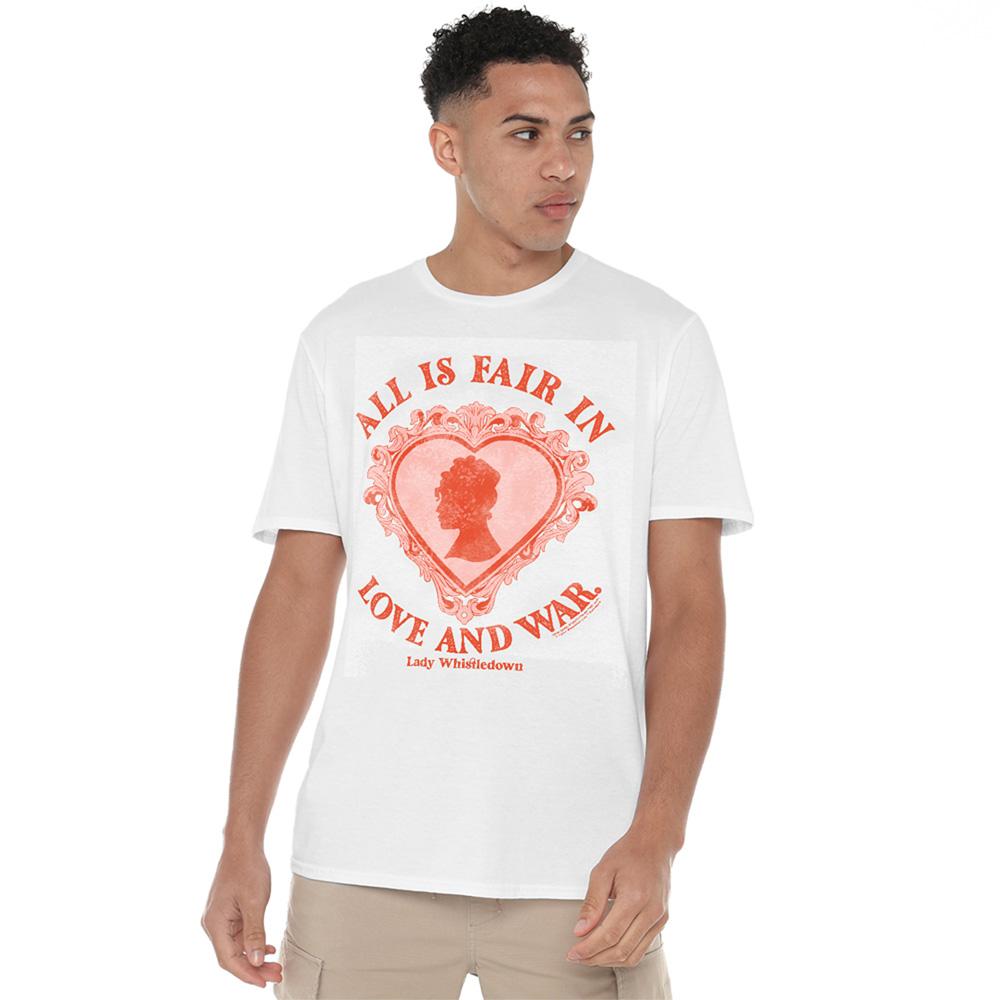 White - Back - Bridgerton Unisex Adult Love And War Lady Whistledown T-Shirt