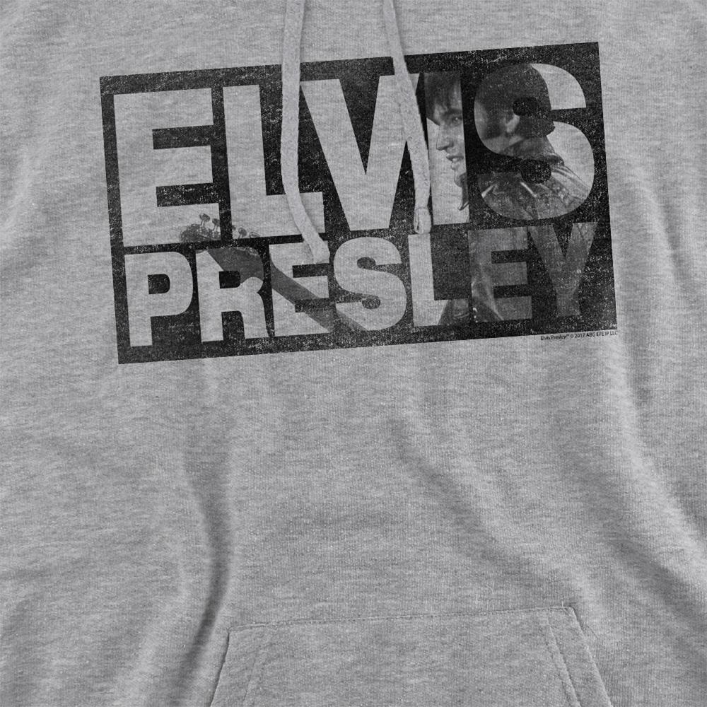 Athletic Heather - Side - Elvis Presley Unisex Adult Block Letters Hoodie