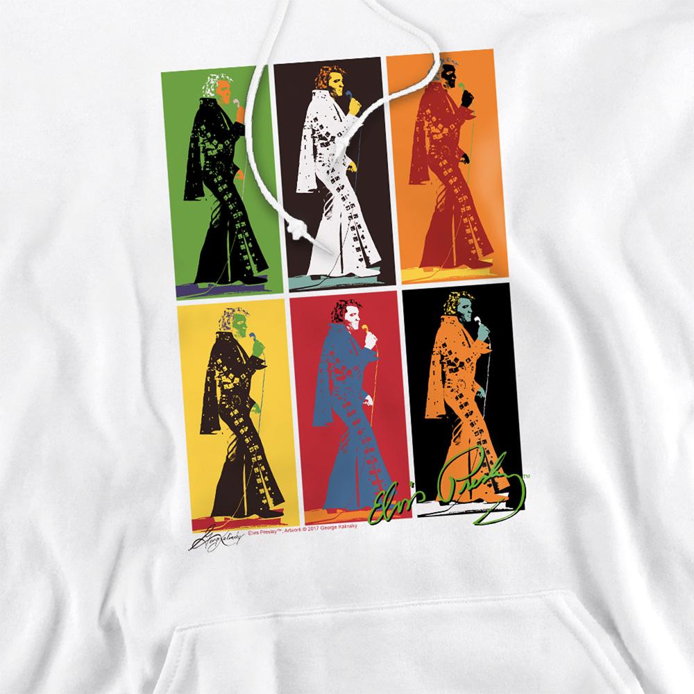 White - Side - Elvis Presley Unisex Adult Retro Boxes Hoodie