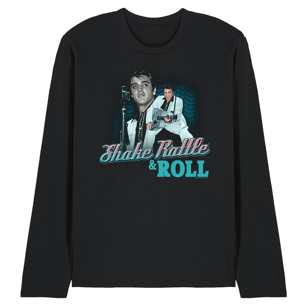 Black - Front - Elvis Presley Unisex Adult Shake Rattle & Roll Long-Sleeved T-Shirt
