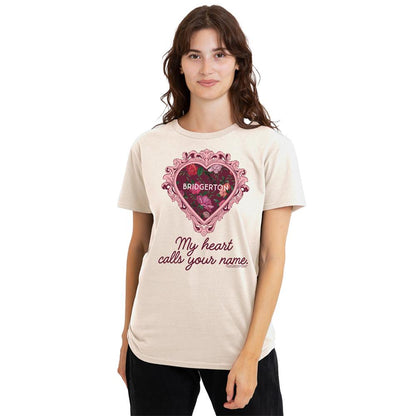 Natural - Back - Bridgerton Womens-Ladies My Heart Calls Your Name T-Shirt