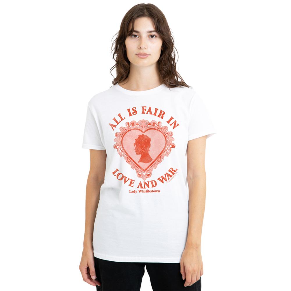 White - Back - Bridgerton Womens-Ladies Love And War Lady Whistledown T-Shirt