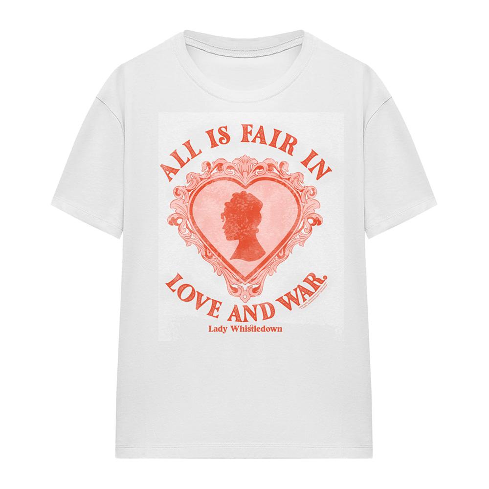 White - Front - Bridgerton Womens-Ladies Love And War Lady Whistledown T-Shirt