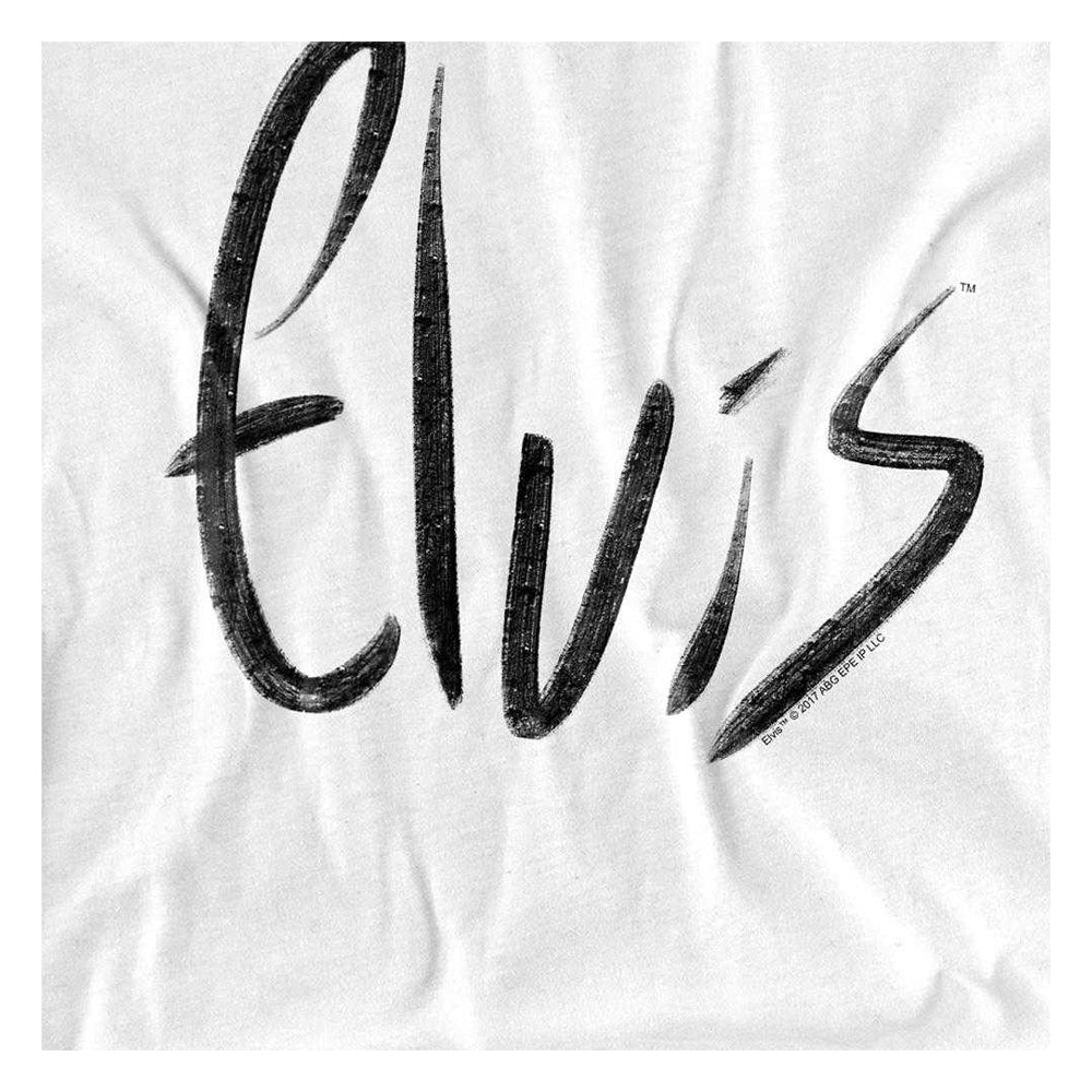 White - Side - Elvis Presley Childrens-Kids Sketchy Name T-Shirt