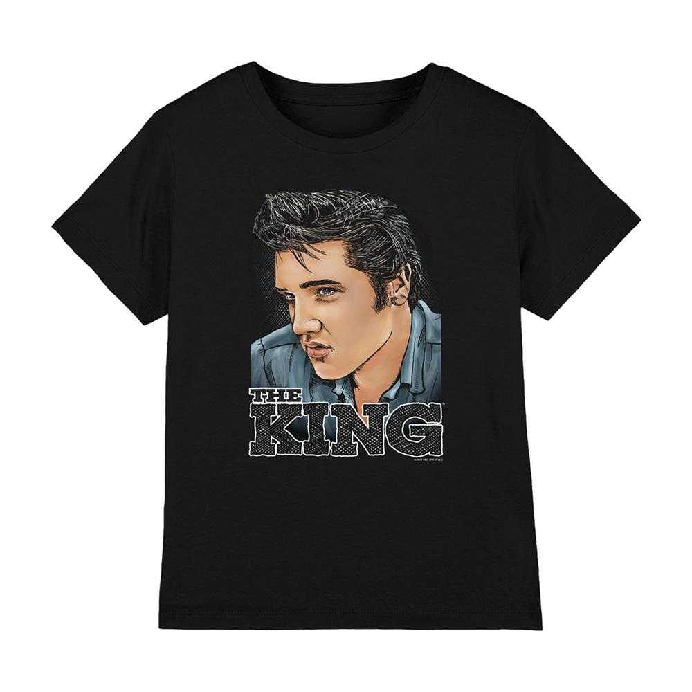 Black - Front - Elvis Presley Childrens-Kids Graphic King T-Shirt