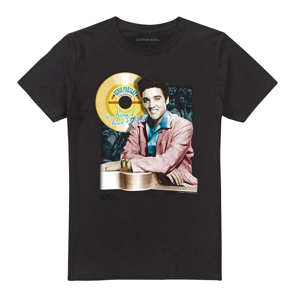 Black - Front - Elvis Presley Unisex Adult Gold Record T-Shirt