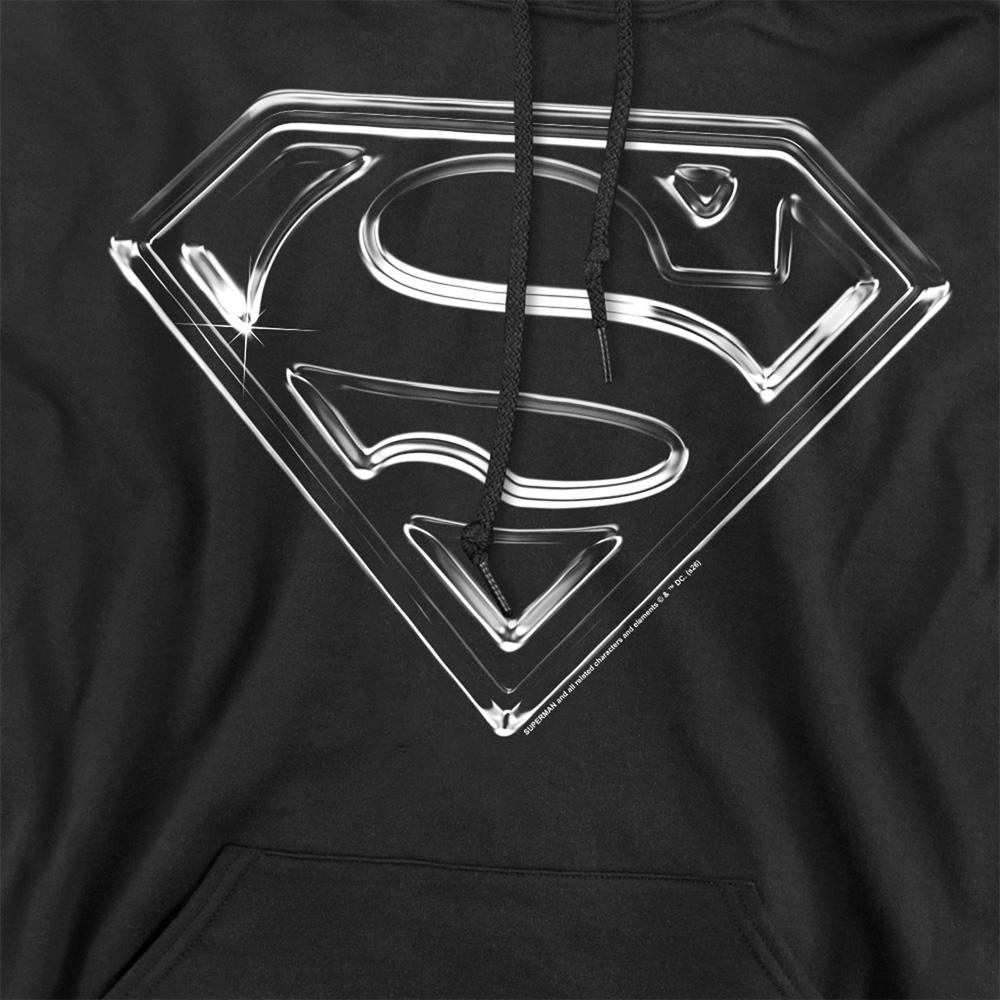 Black - Side - Superman Unisex Adult Steel Logo Hoodie