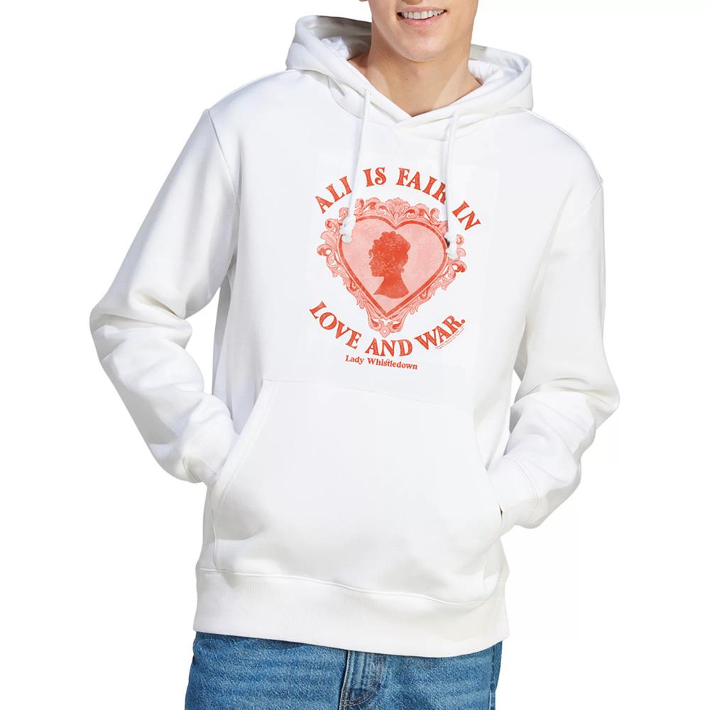 White - Back - Bridgerton Unisex Adult Love And War Lady Whistledown Hoodie