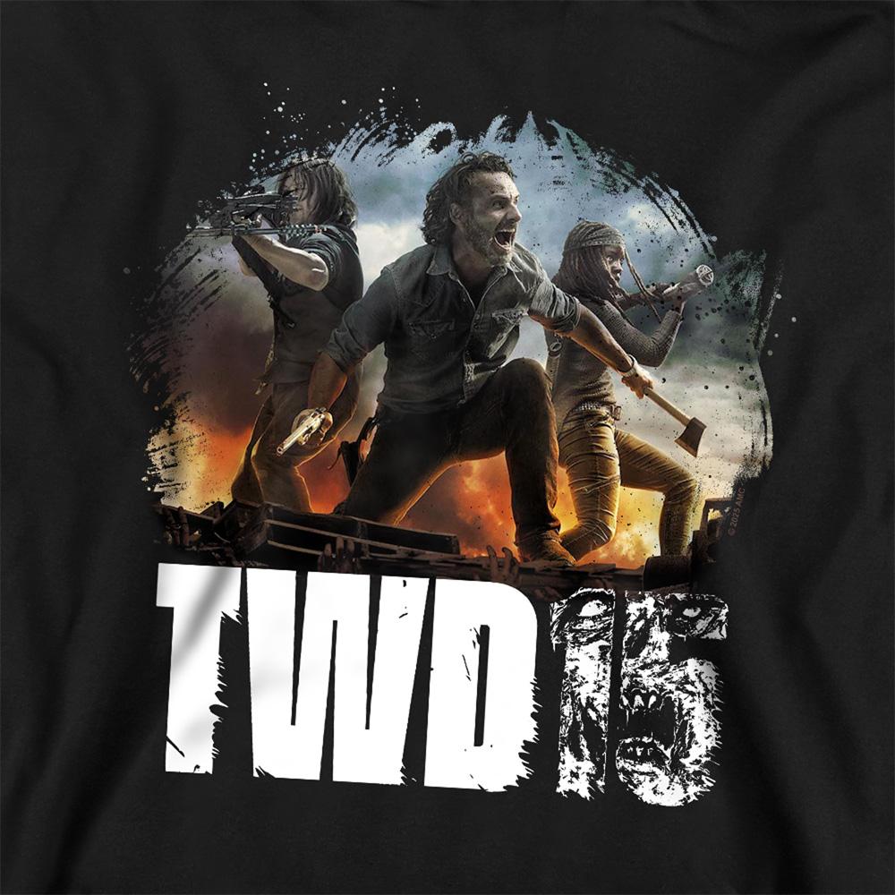 Black - Back - The Walking Dead Childrens-Kids Group Pose Pullover Hoodie