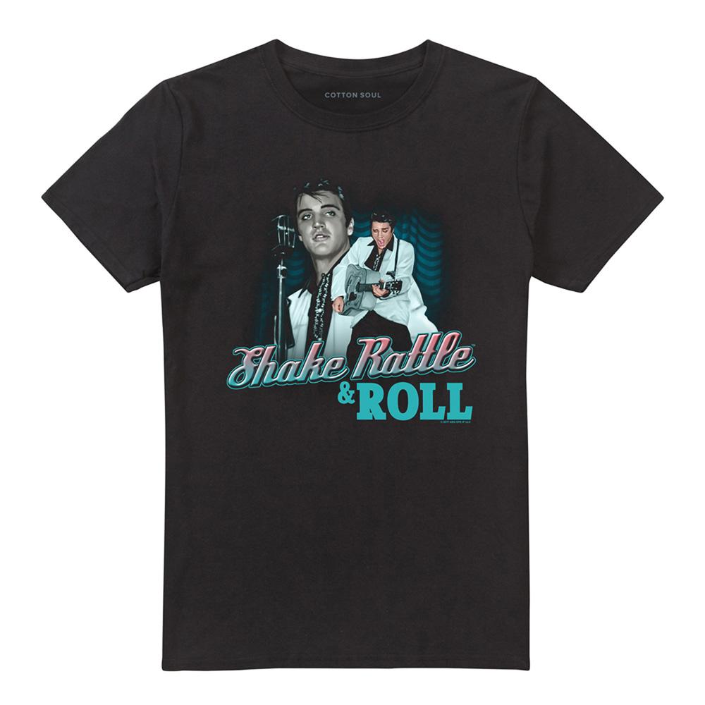 Black - Front - Elvis Presley Unisex Adult Shake Rattle & Roll T-Shirt