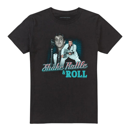 Black - Front - Elvis Presley Unisex Adult Shake Rattle & Roll T-Shirt
