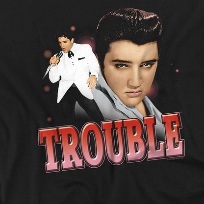 Black - Side - Elvis Presley Unisex Adult Trouble T-Shirt