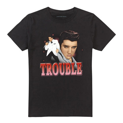 Black - Front - Elvis Presley Unisex Adult Trouble T-Shirt