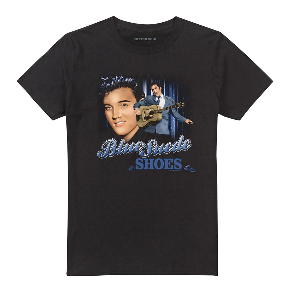 Black - Front - Elvis Presley Unisex Adult Blue Suede Shoes T-Shirt