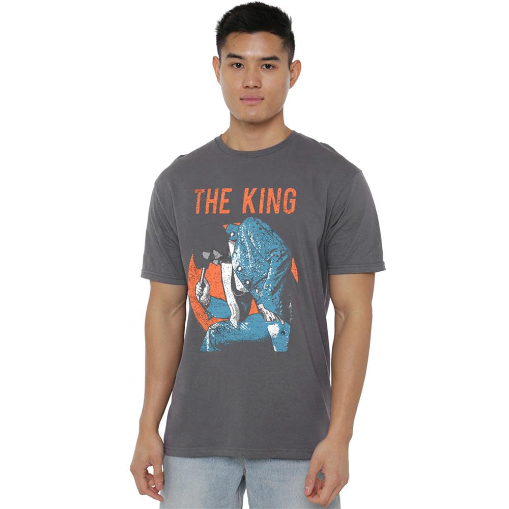 Charcoal - Back - Elvis Presley Unisex Adult Mic In Hand T-Shirt