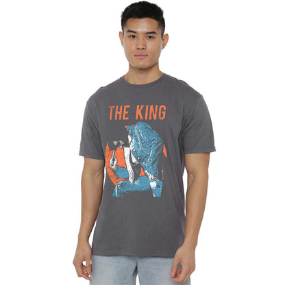 Charcoal - Back - Elvis Presley Unisex Adult Mic In Hand T-Shirt