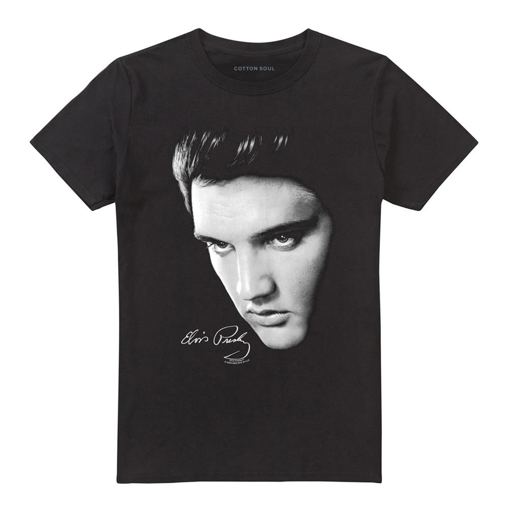 Black - Front - Elvis Presley Unisex Adult Face T-Shirt