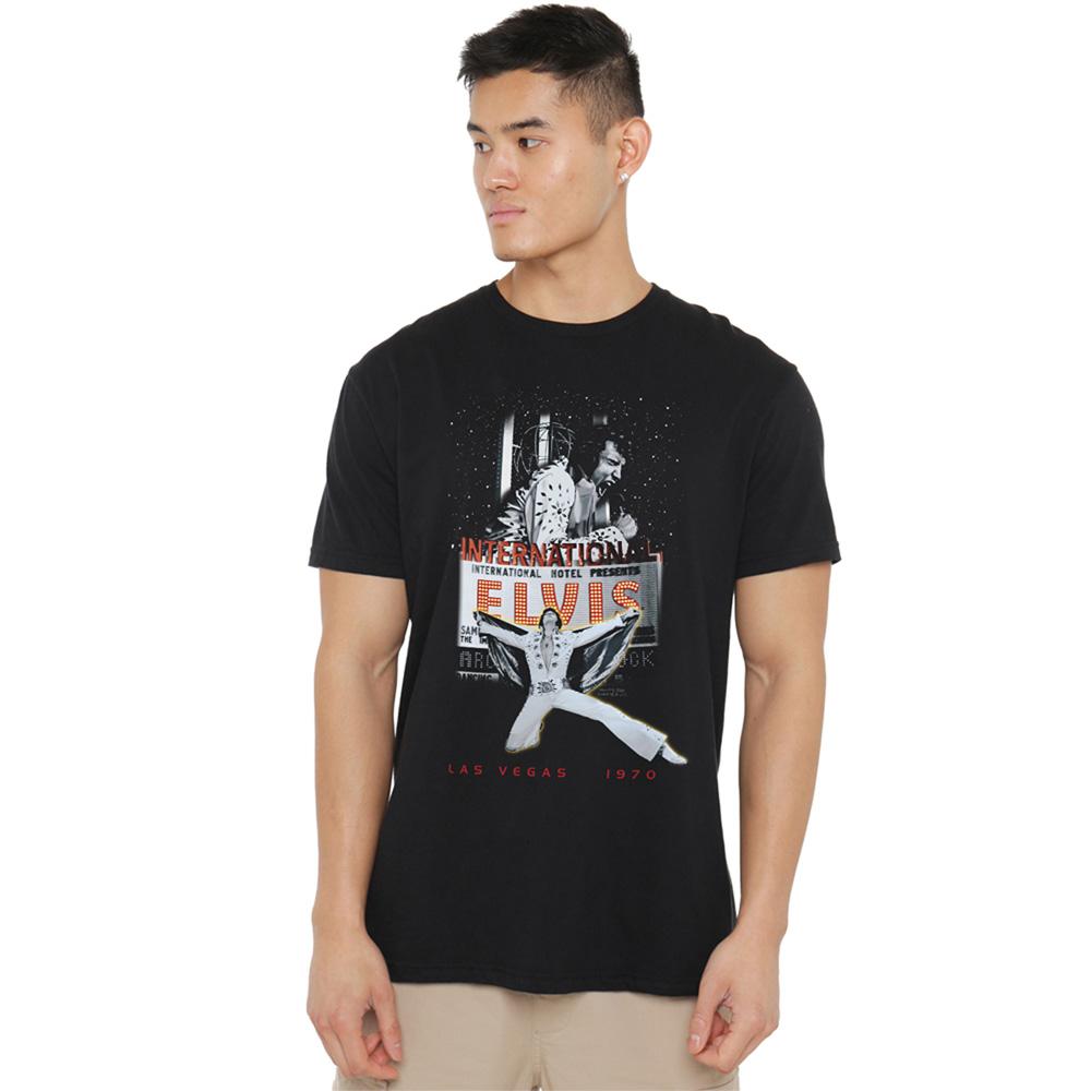 Black - Back - Elvis Presley Unisex Adult Las Vegas T-Shirt