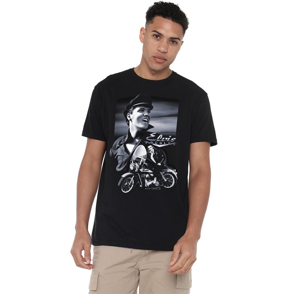 Black - Back - Elvis Presley Unisex Adult Motorcycle T-Shirt
