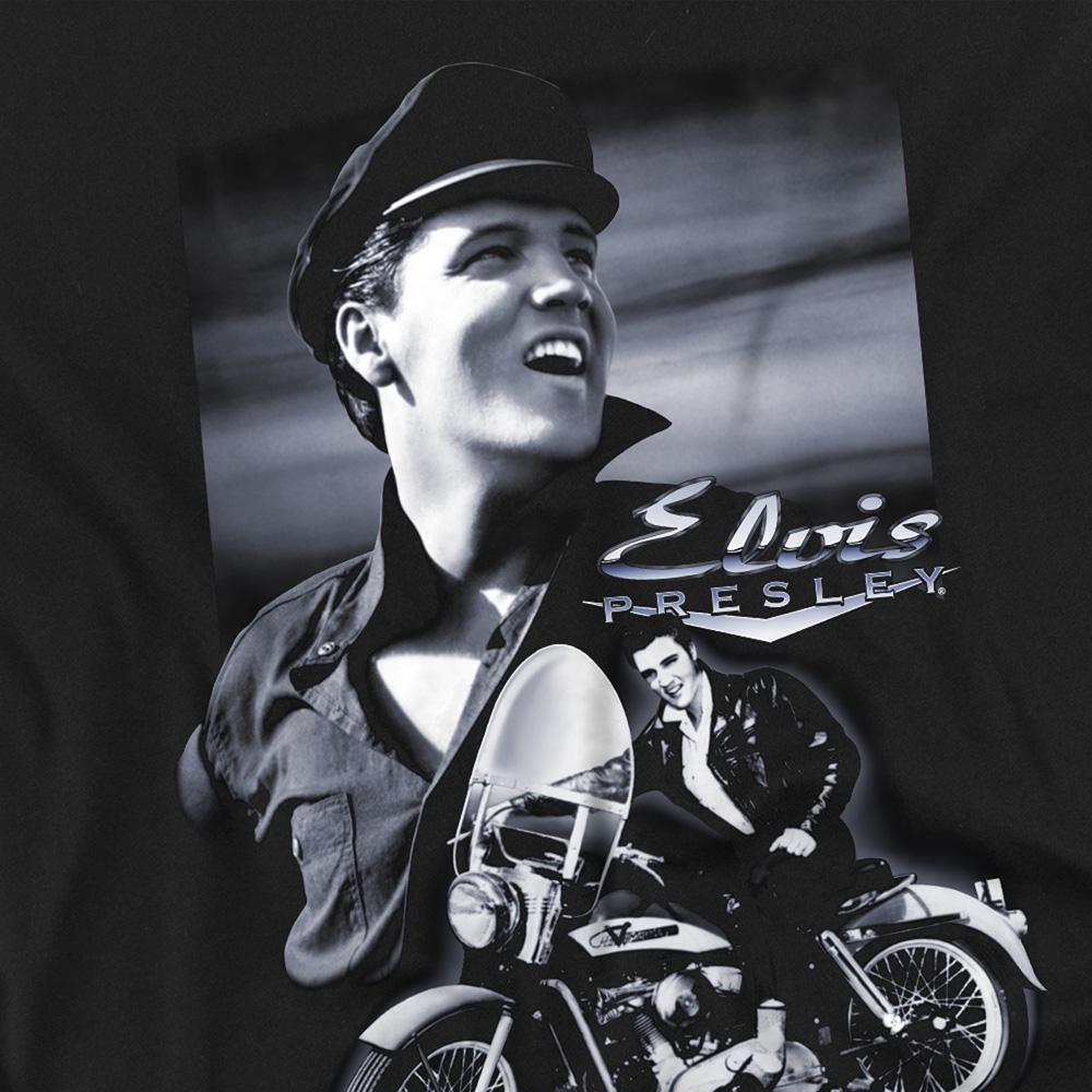 Black - Side - Elvis Presley Unisex Adult Motorcycle T-Shirt