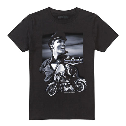 Black - Front - Elvis Presley Unisex Adult Motorcycle T-Shirt
