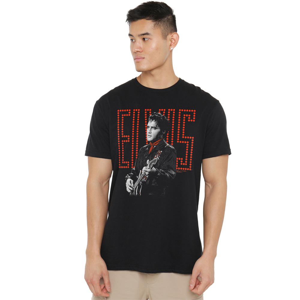 Black - Back - Elvis Presley Unisex Adult Red Guitarman T-Shirt