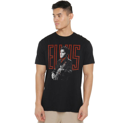 Black - Back - Elvis Presley Unisex Adult Red Guitarman T-Shirt