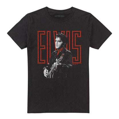 Black - Front - Elvis Presley Unisex Adult Red Guitarman T-Shirt