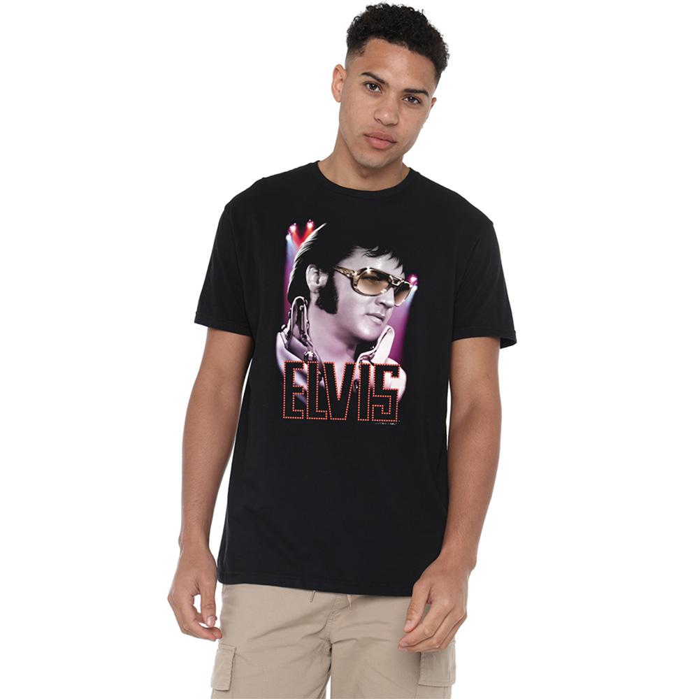 Black - Back - Elvis Presley Unisex Adult 70S Star T-Shirt