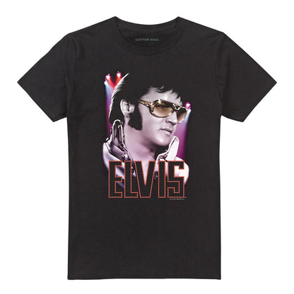 Black - Front - Elvis Presley Unisex Adult 70S Star T-Shirt