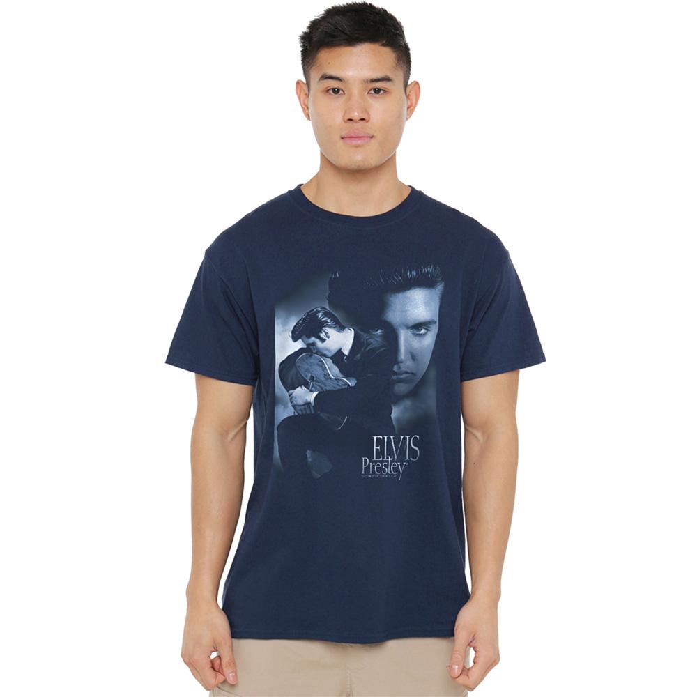 Navy - Back - Elvis Presley Unisex Adult Reverent T-Shirt