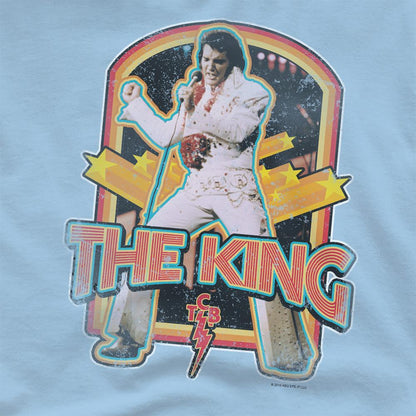 Light Blue - Side - Elvis Presley Mens The King Distressed T-Shirt